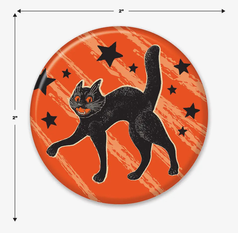 Vintage Halloween Scratch Cat Button