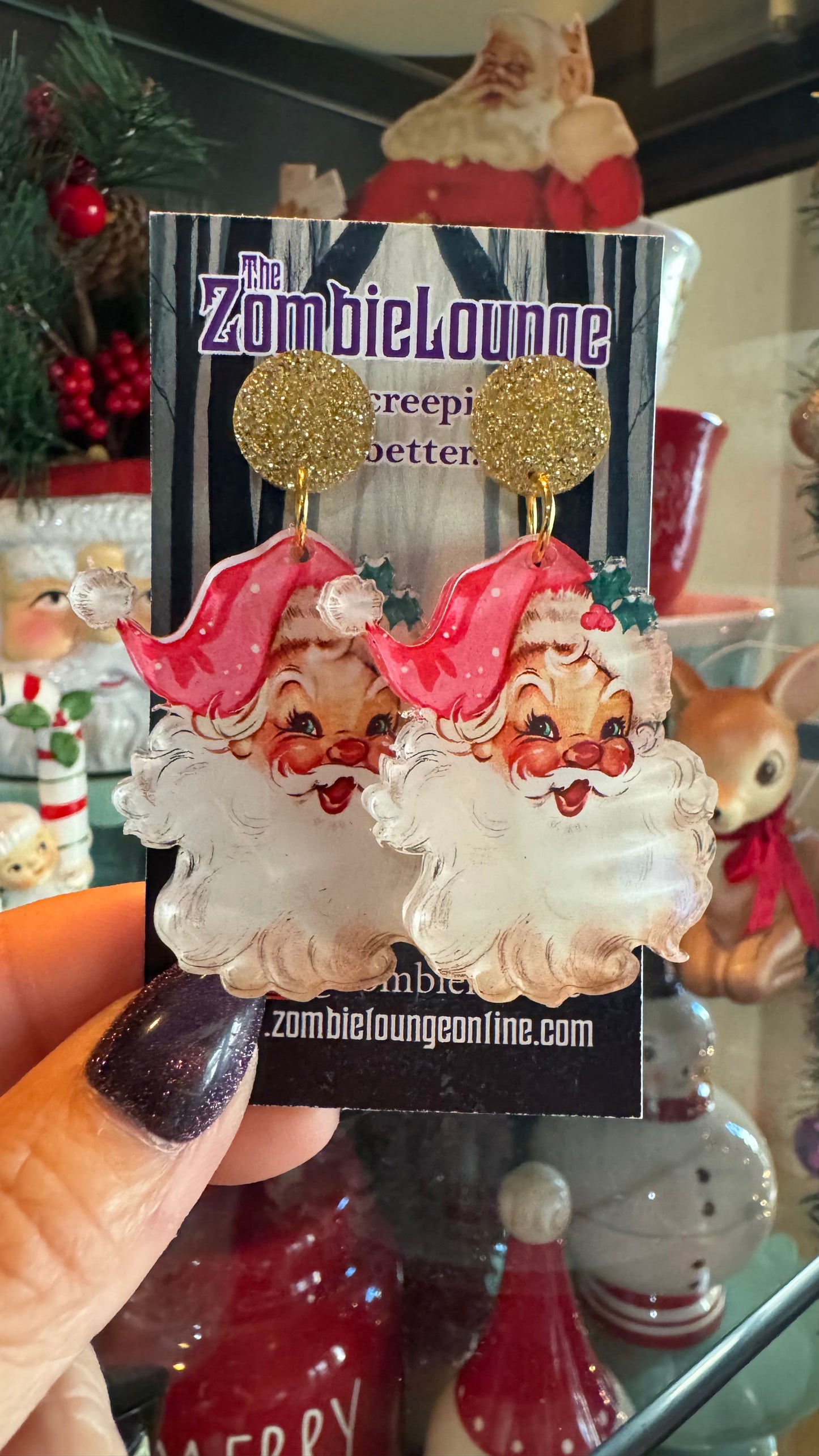 Vintage Santa Stud Earrings