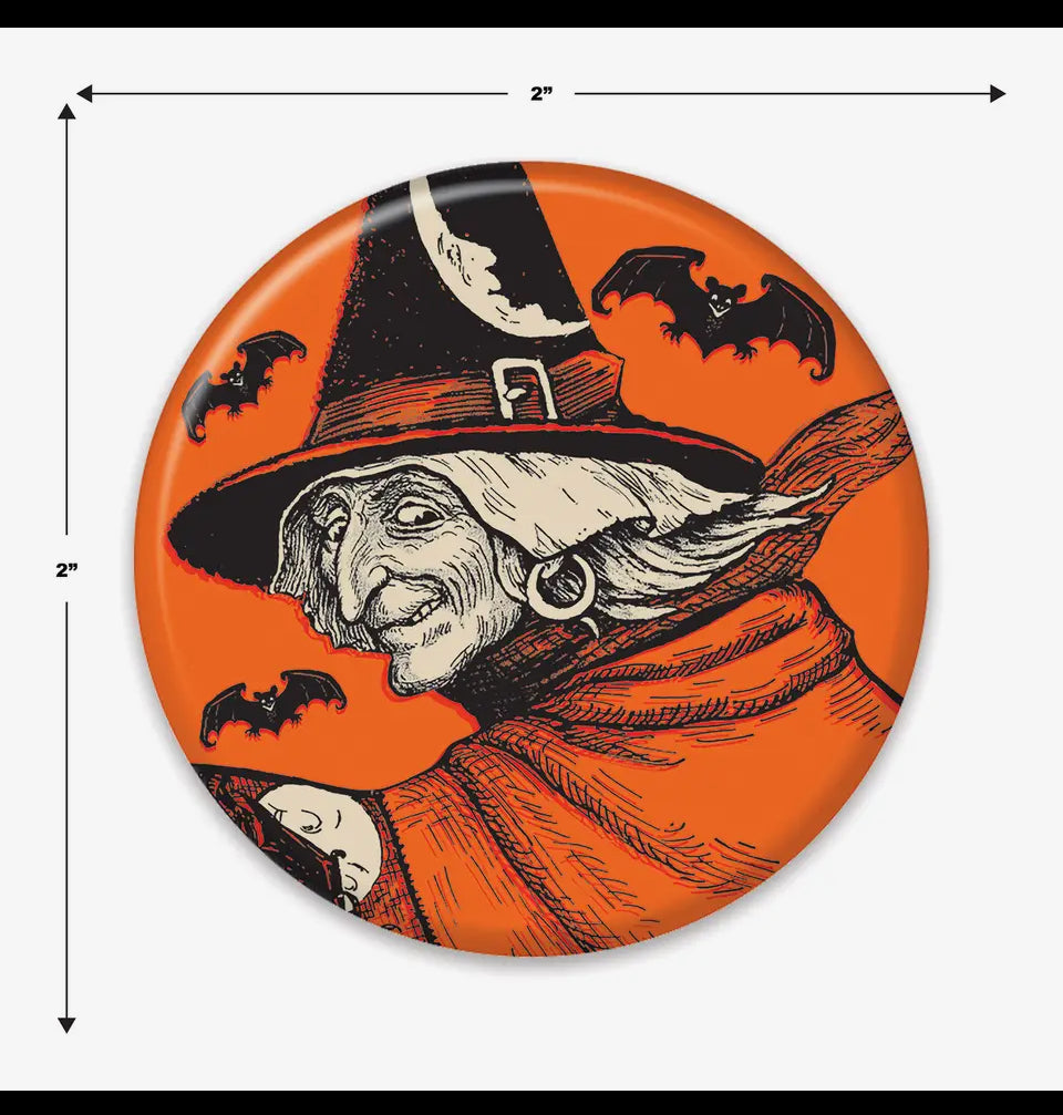 Vintage Halloween Classic Witch Button