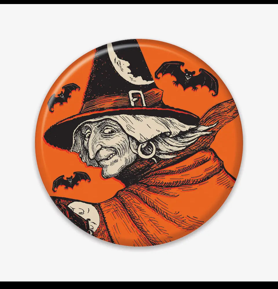 Vintage Halloween Classic Witch Button