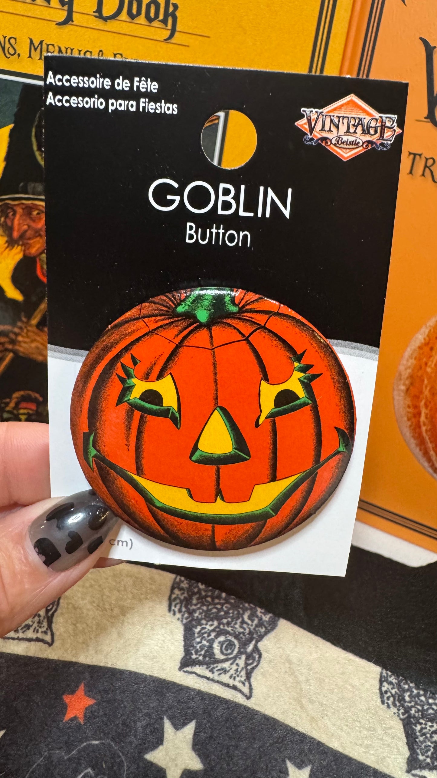 Vintage Halloween Goblin Button