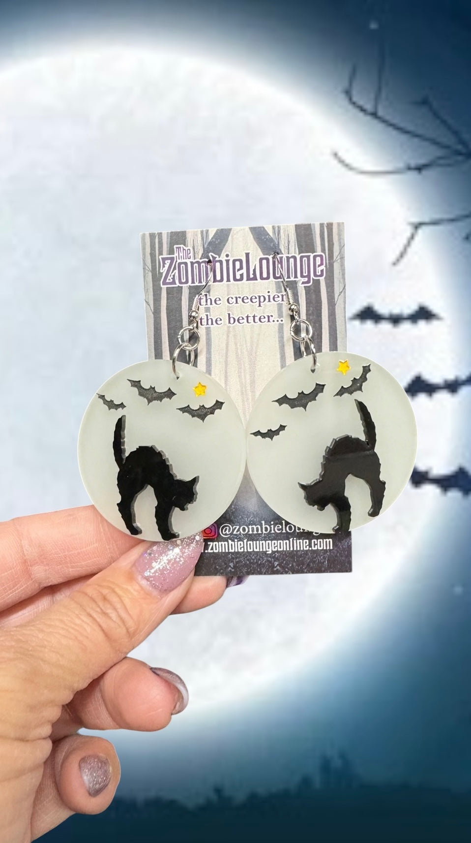 Scaredy Cat Moon Earrings