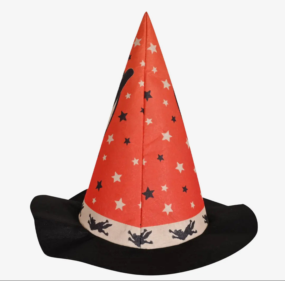 Vintage Inspired Black Cat Witch Hat
