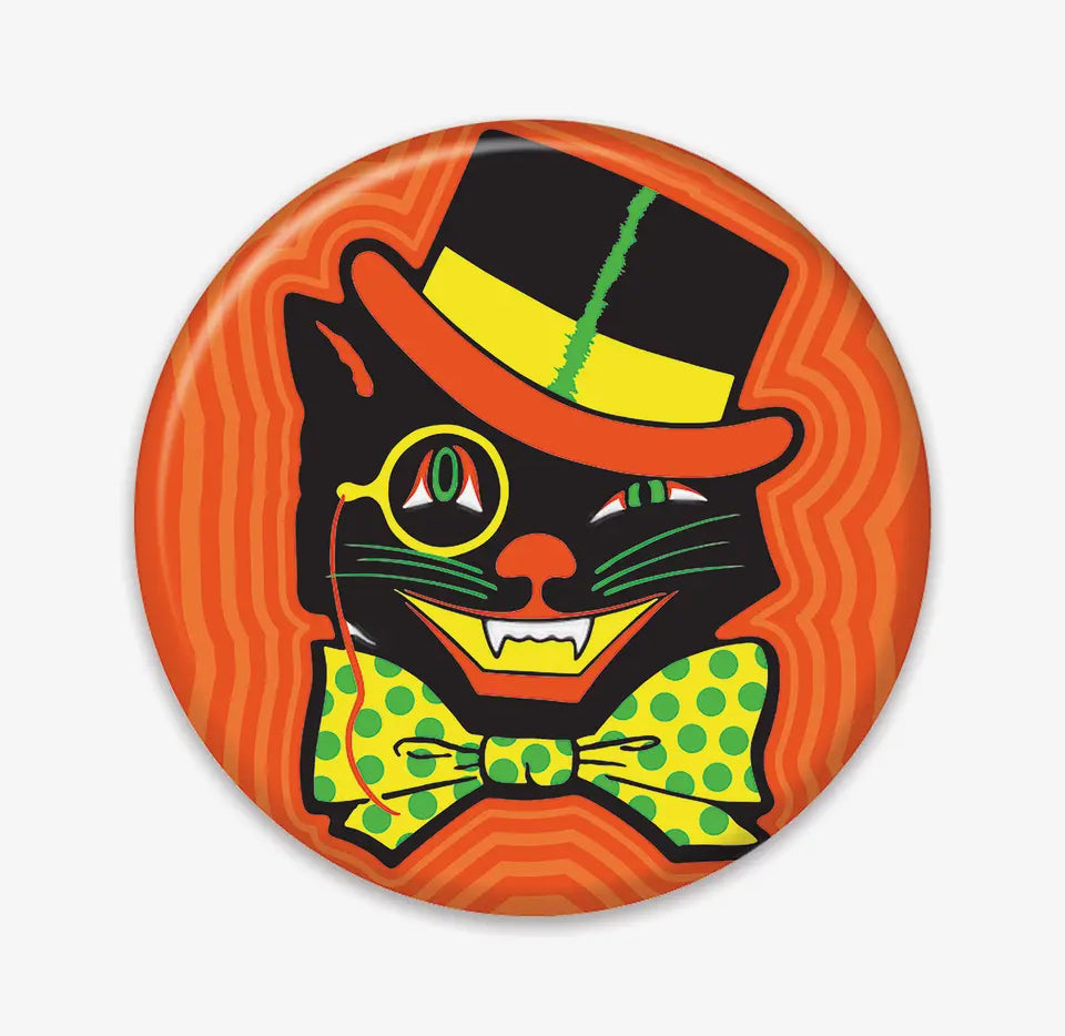 Halloween Top Hat Cat Button