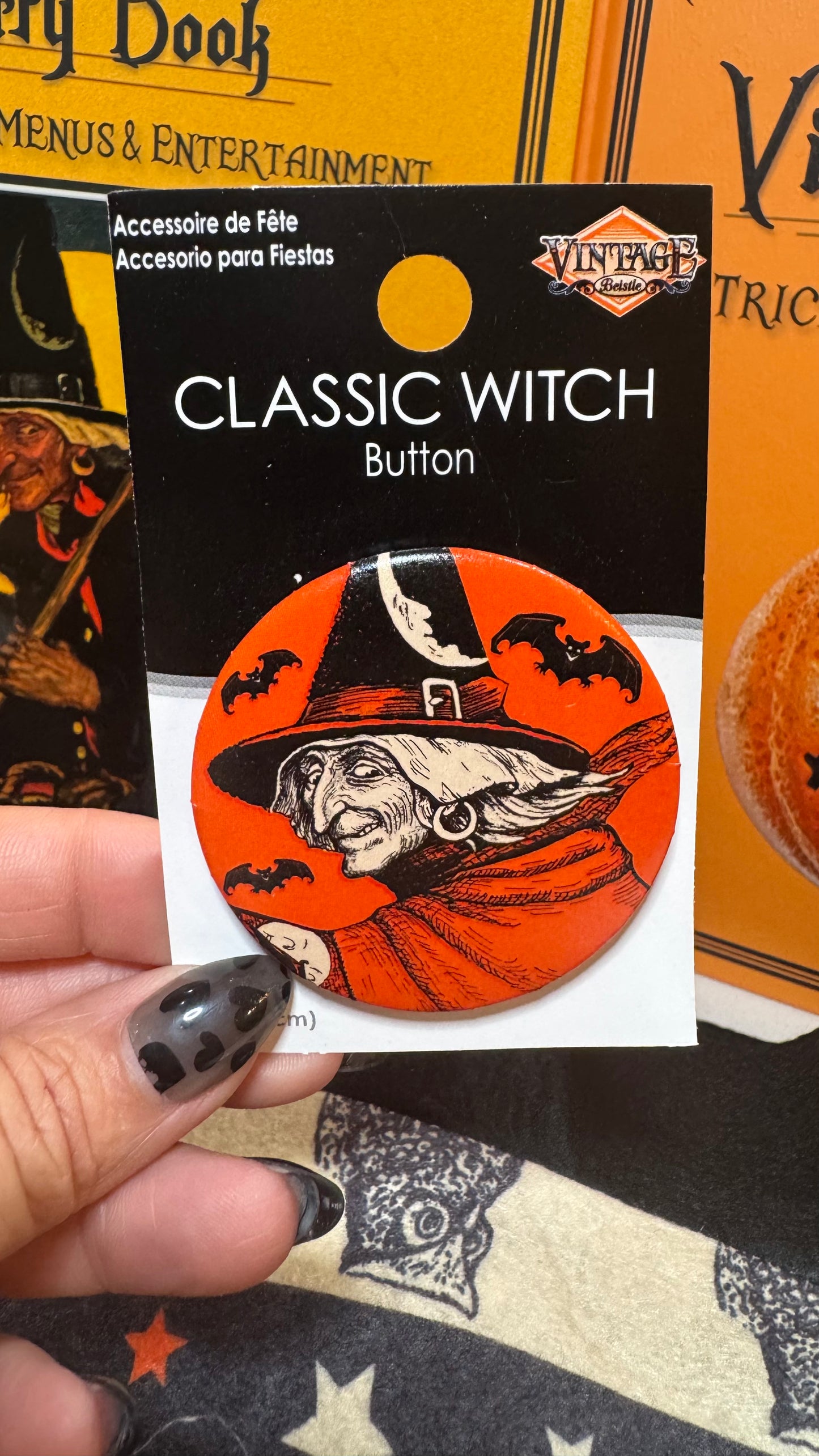 Vintage Halloween Classic Witch Button