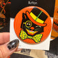 Halloween Top Hat Cat Button