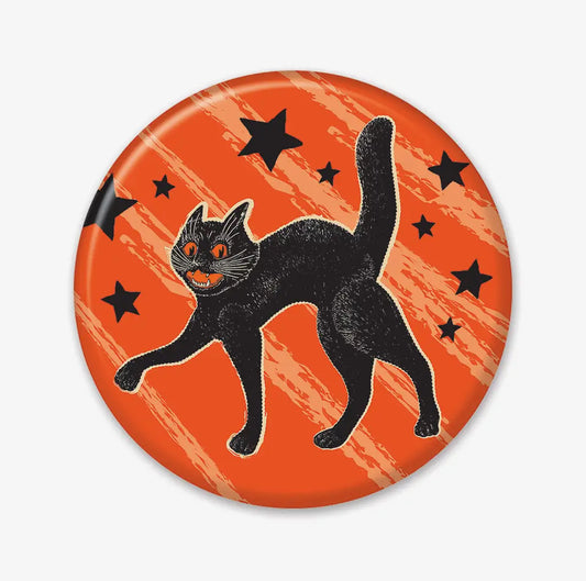 Vintage Halloween Scratch Cat Button