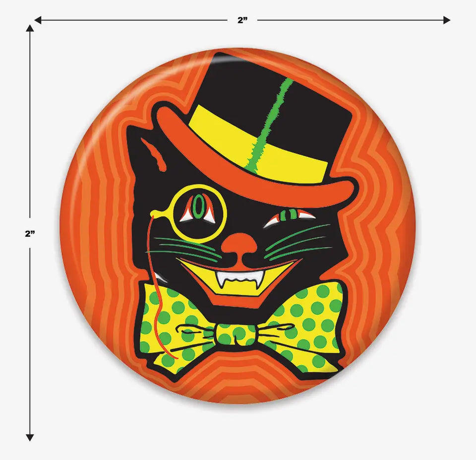 Halloween Top Hat Cat Button