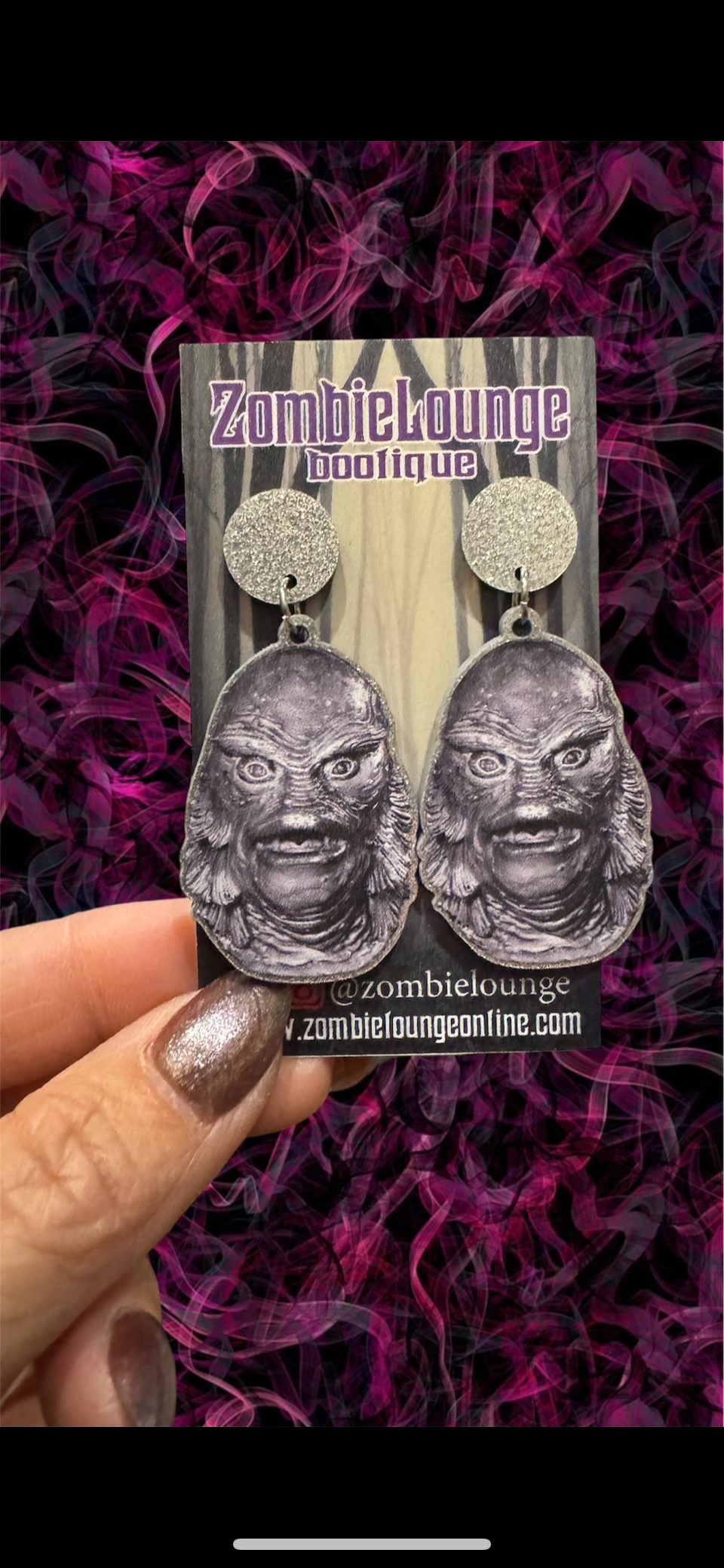 Black and White Monster Earrings