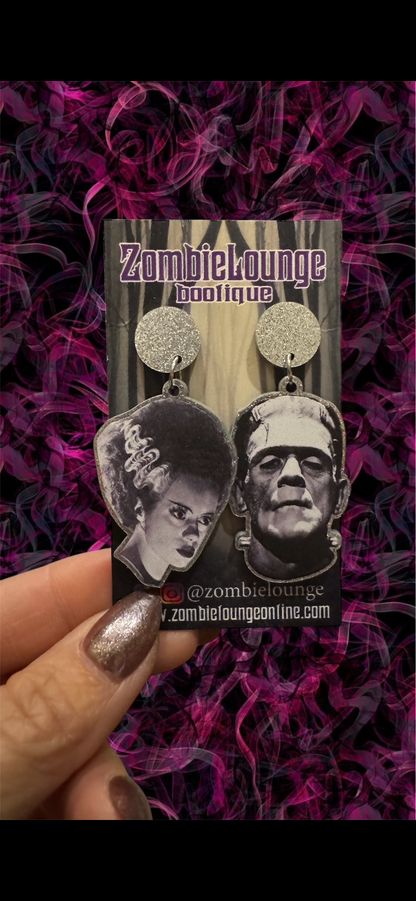 Black and White Monster Earrings