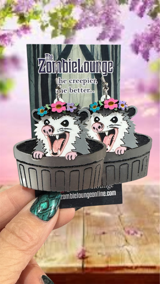 Floral Opossum Earrings