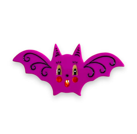Gothic Glam Bat Brooch plum