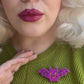 Gothic Glam Bat Brooch plum