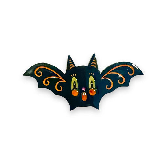 Gothic Glam Bat Brooch Black
