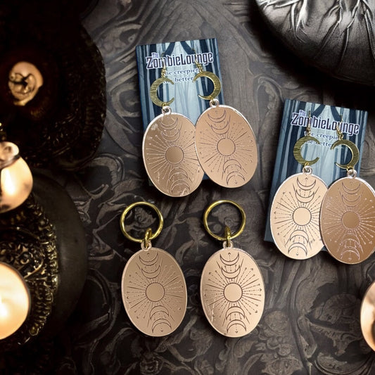 Moon Phase Earrings and Keychain