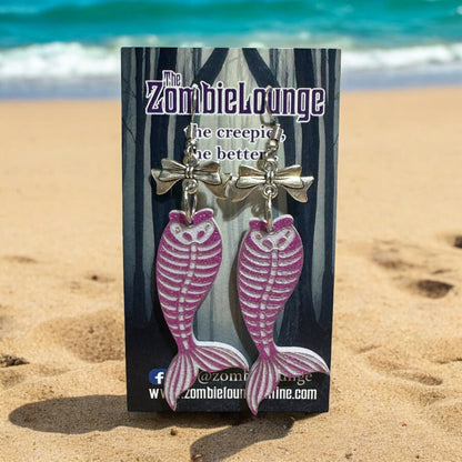 Skeleton Mermaid Tail Earrings
