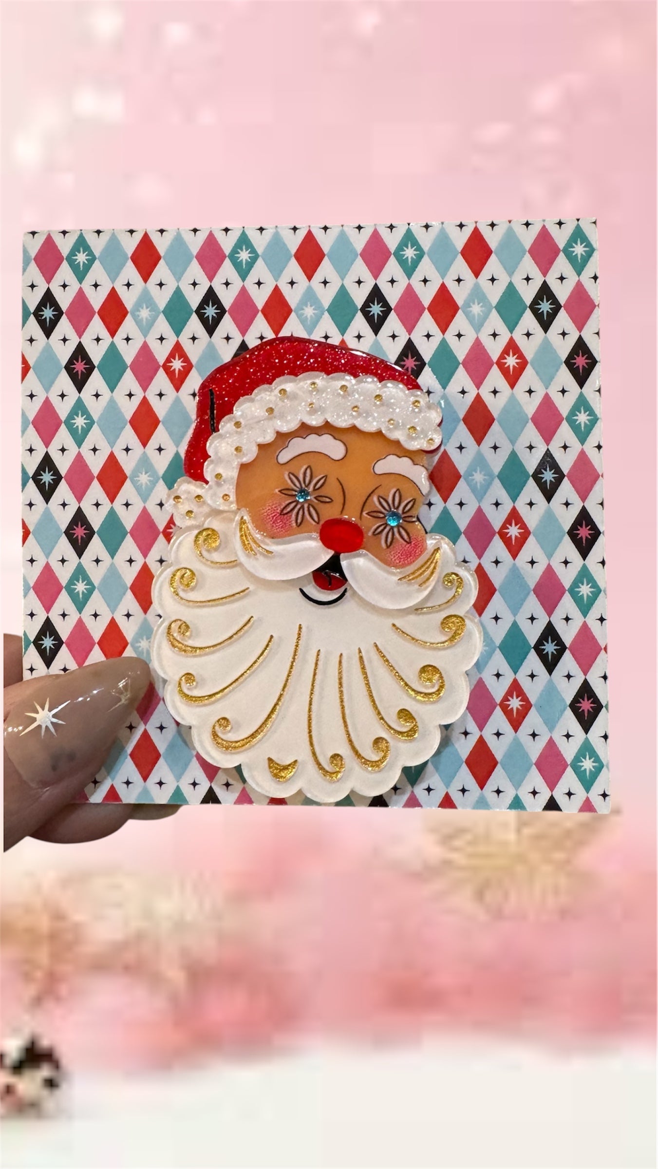 Starry Eyed Santa Brooch