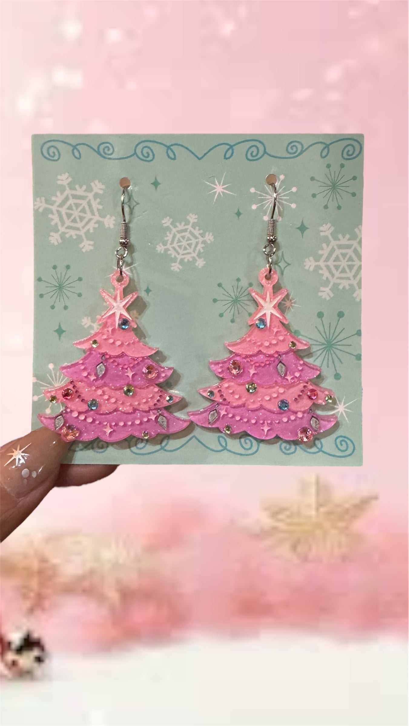 Pinkmas Tree Earrings