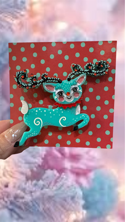Fawna Leaping Reindeer Brooch