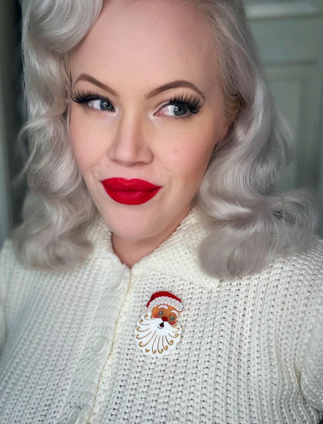 Starry Eyed Santa Brooch