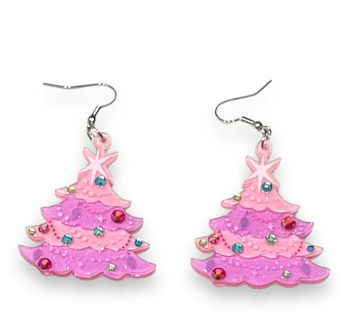 Pinkmas Tree Earrings
