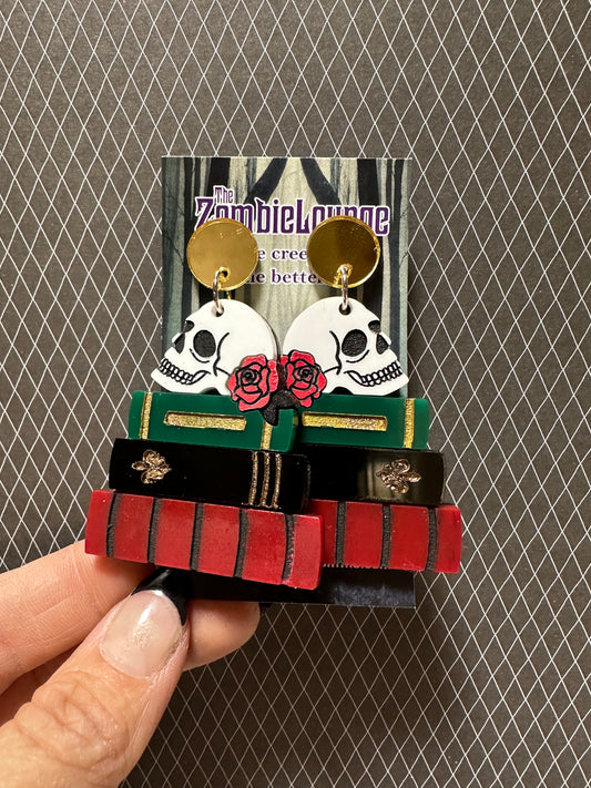 Books and Skull Earrings