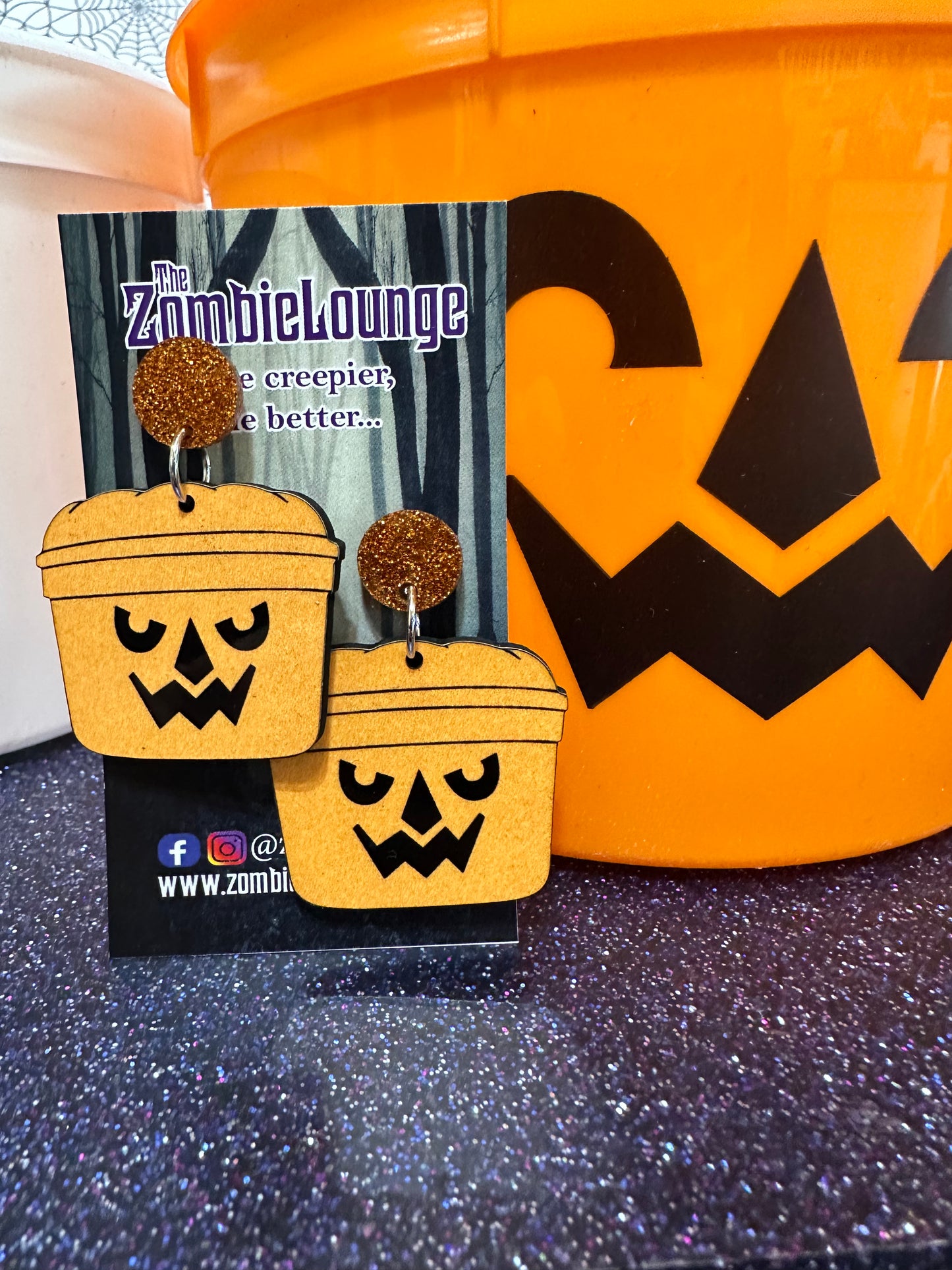 Retro Halloween Bucket Earrings