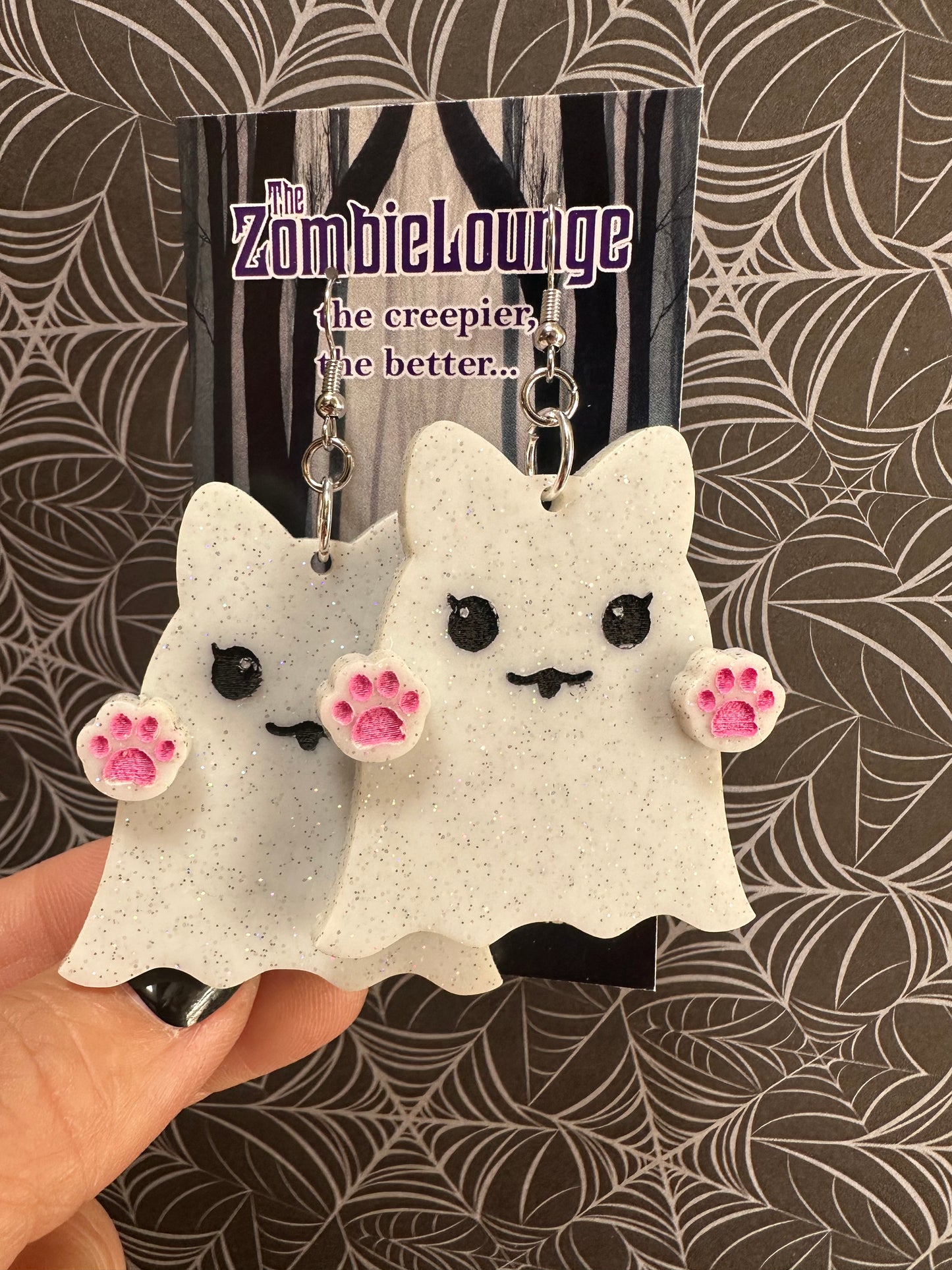 Ghost Kitty Earrings