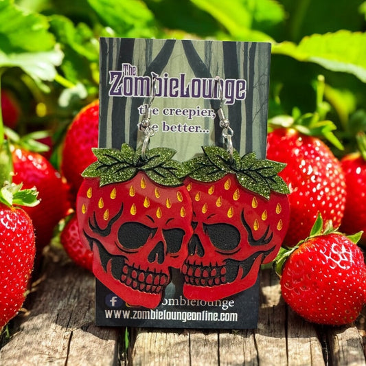 Strawberry Skull Earrings