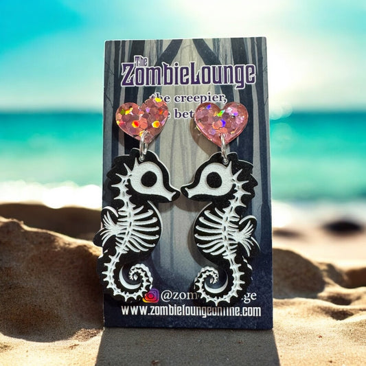 Skeleton Seahorse Earrings