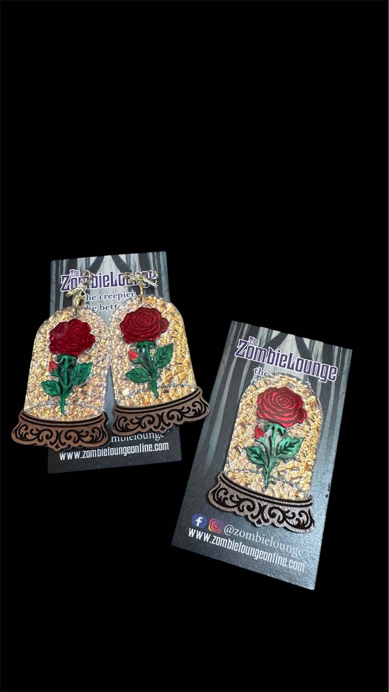 Rose dome earrings or brooch