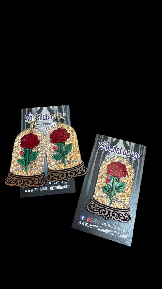 Rose dome earrings or brooch