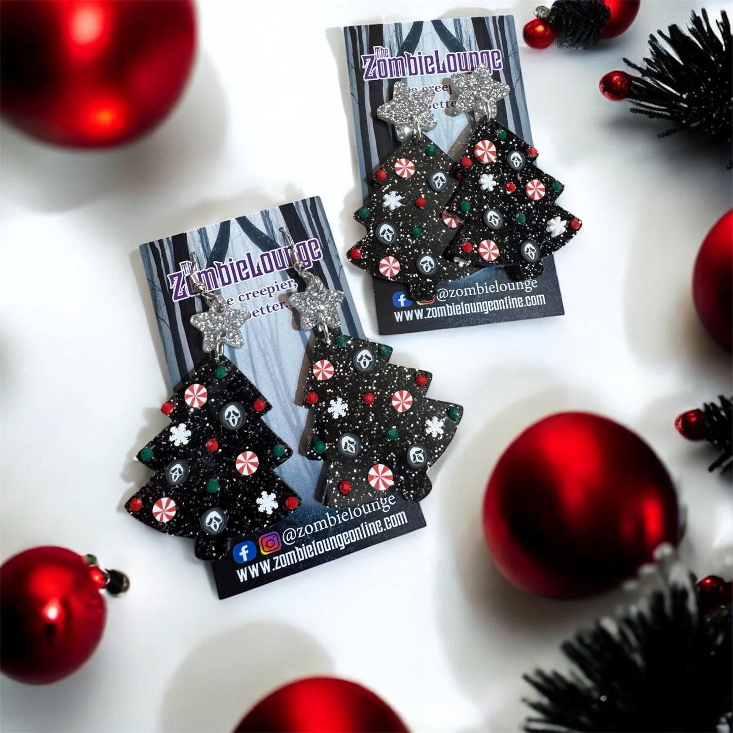 Ghost Face Tree Earrings