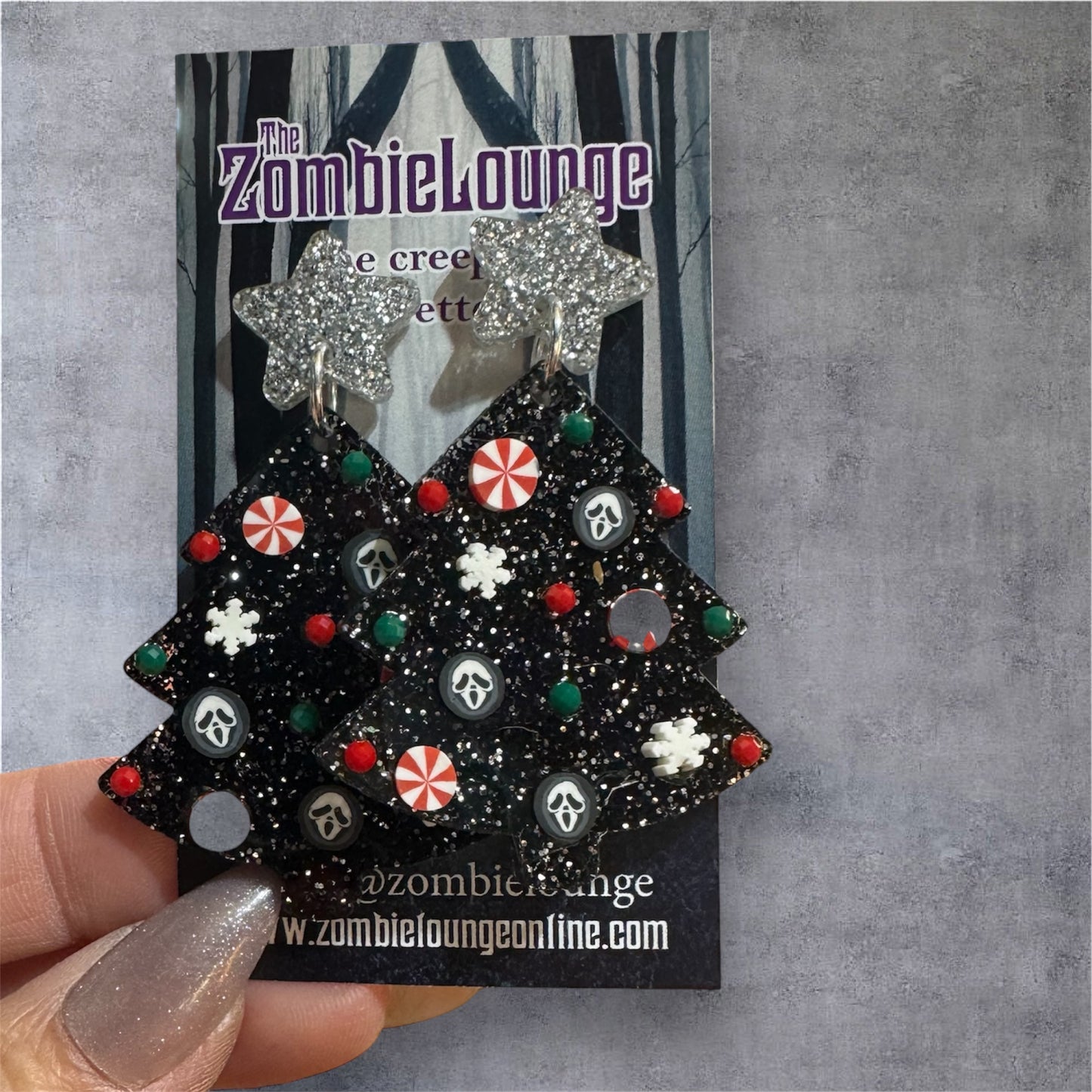 Ghost Face Tree Earrings