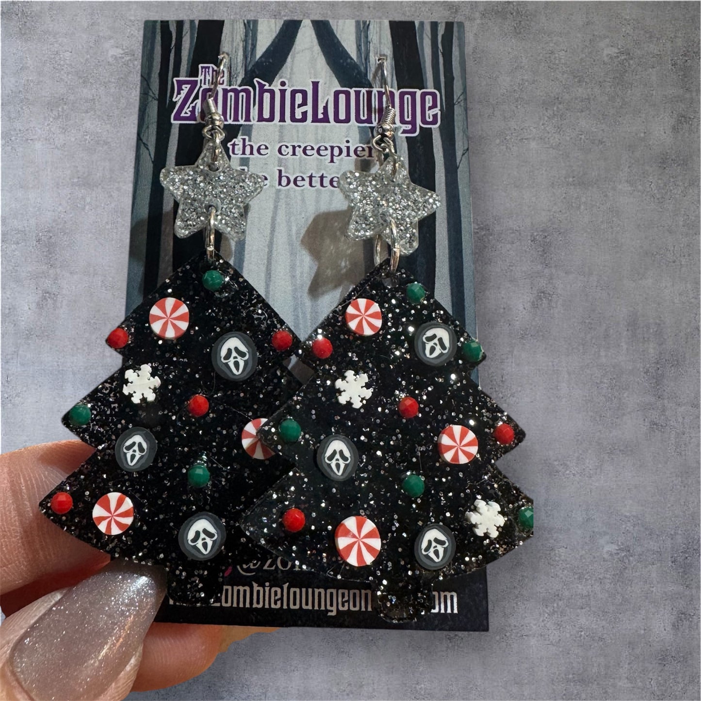 Ghost Face Tree Earrings