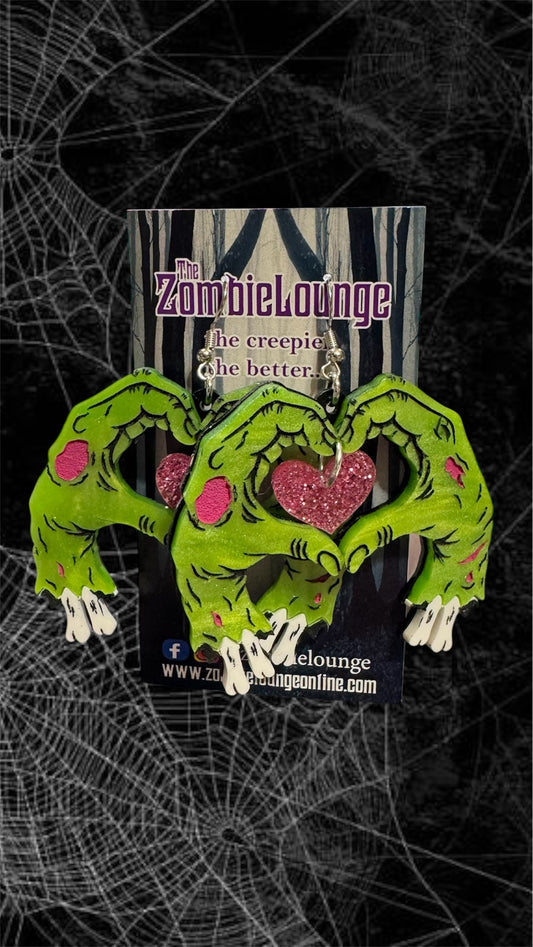 Zombie Heart Hands Earrings