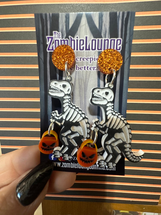 Dinosaur Pumpkin Earrings