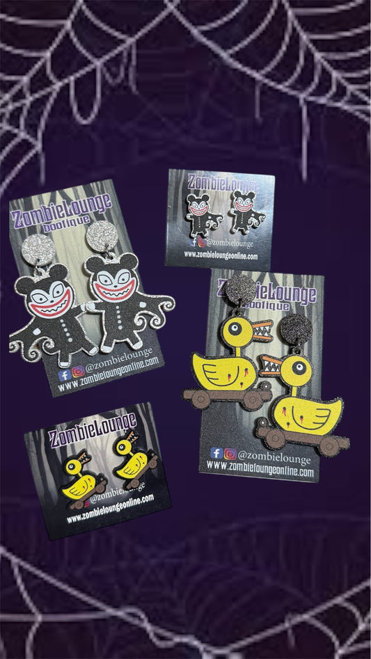 Vampire Teddy and Duck Earrings