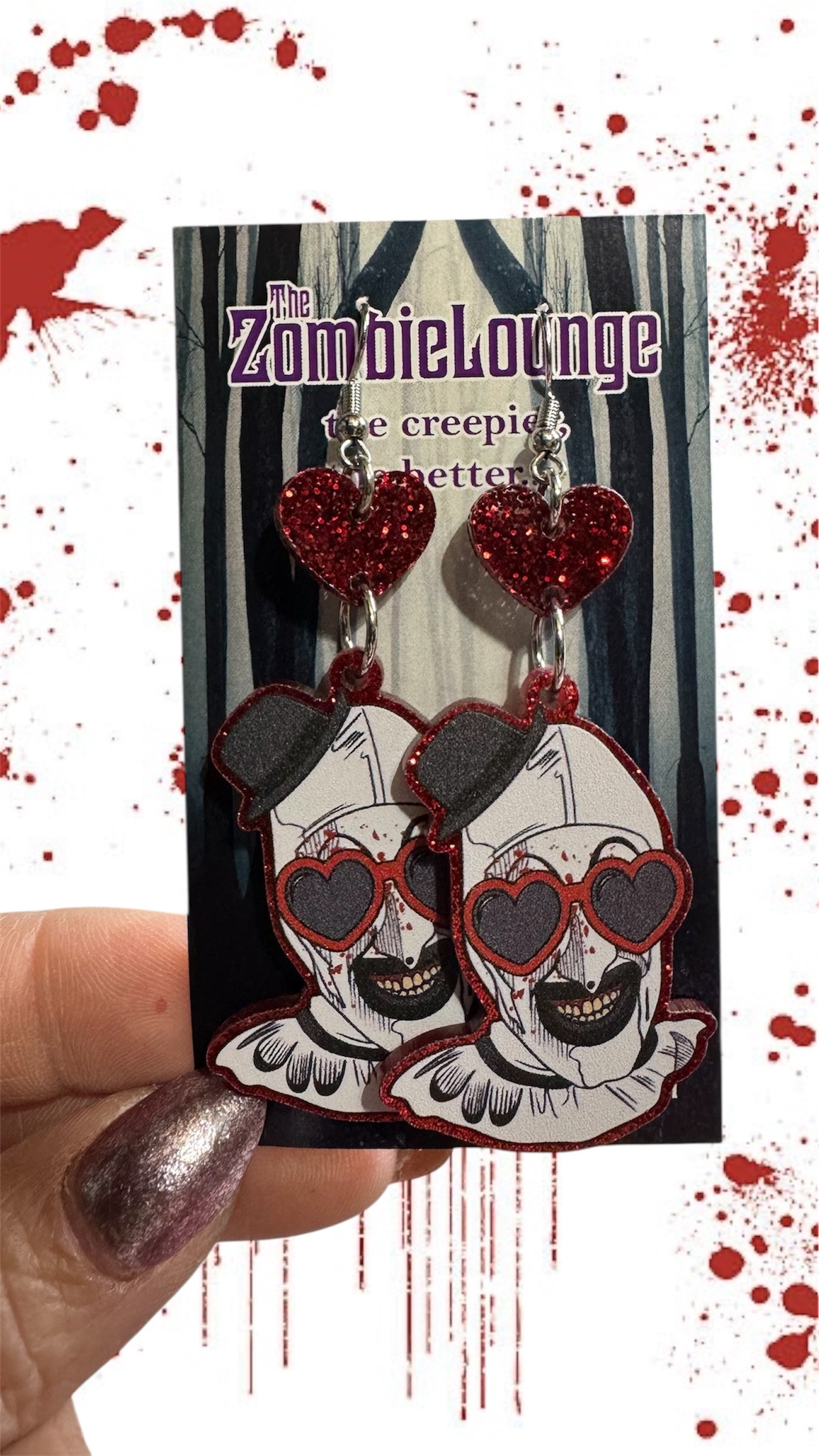 Terror Heart Glasses Earrings