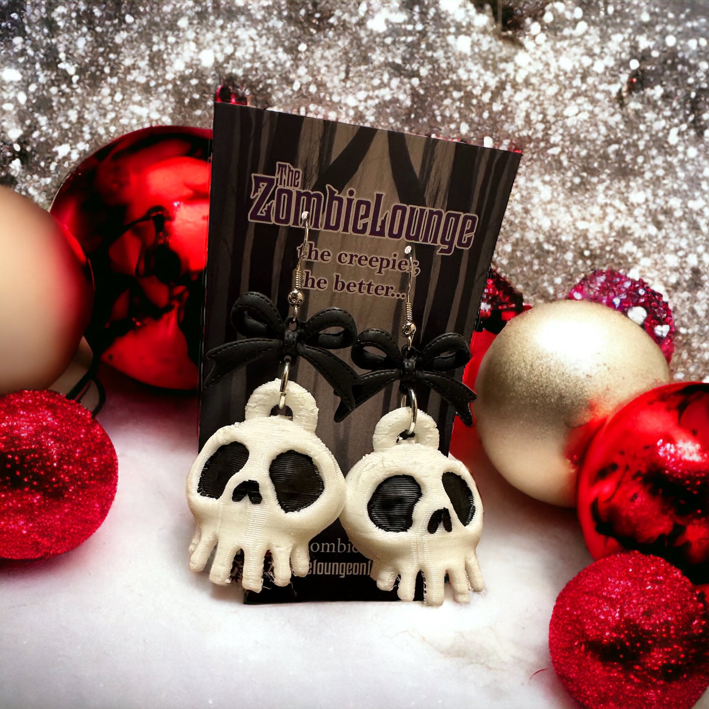 Christmas skull earrings