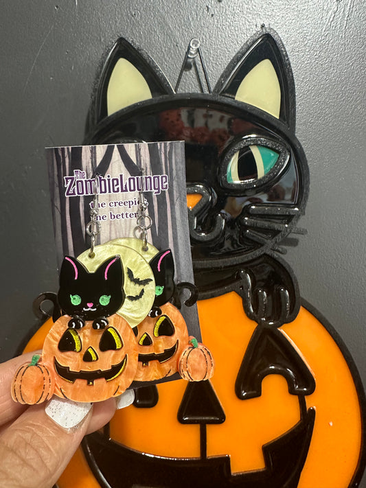 Pumpkin Cat Earrings