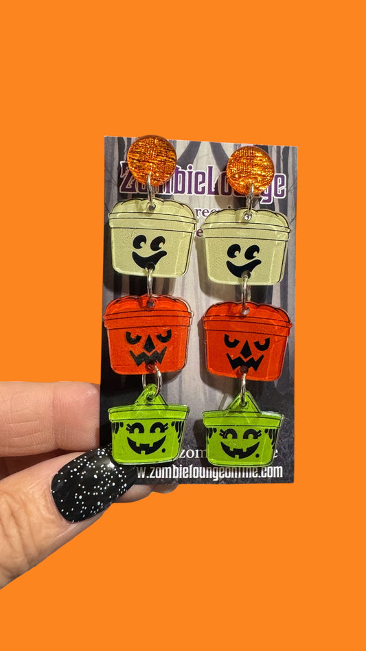 Retro Halloween Bucket Earrings