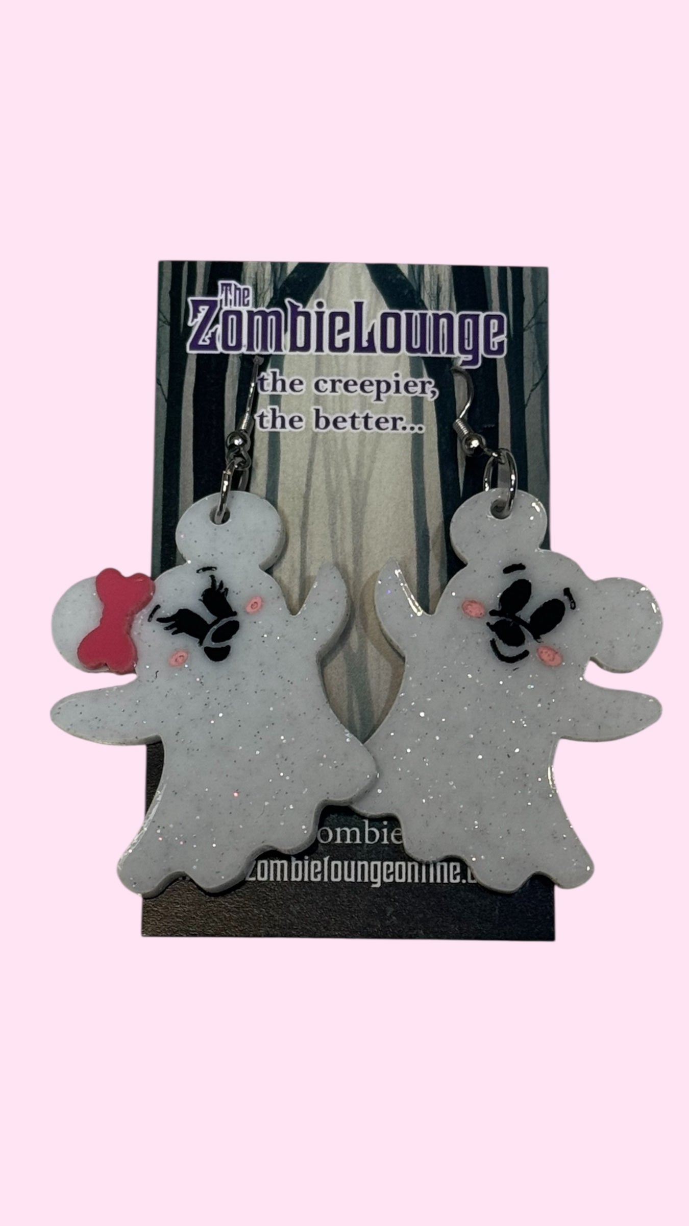 Cutie Ghost Mouse Earrings or keychain