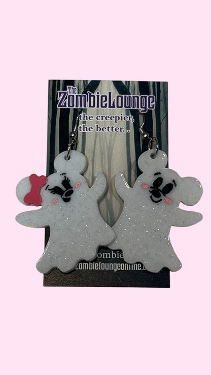 Cutie Ghost Mouse Earrings or keychain