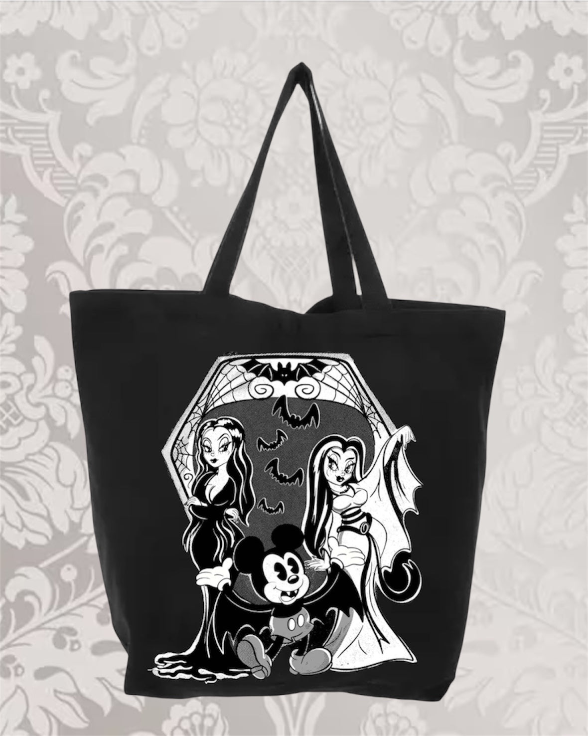 Lily, Morticia, and the Mouse Tote Bag