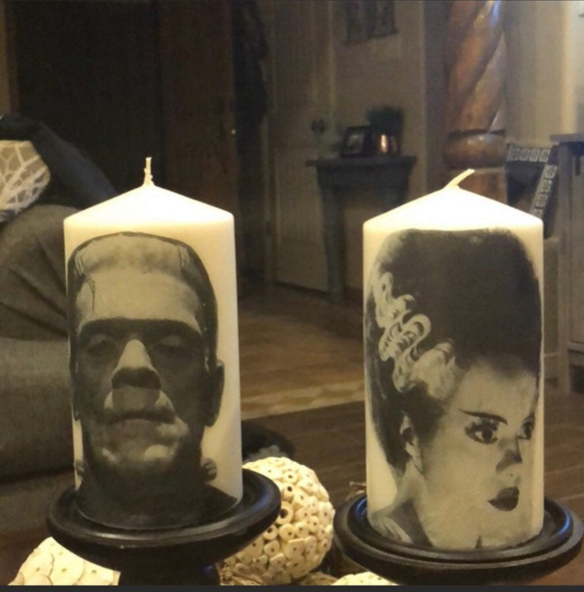 Frankenstein and Bride Candle Set