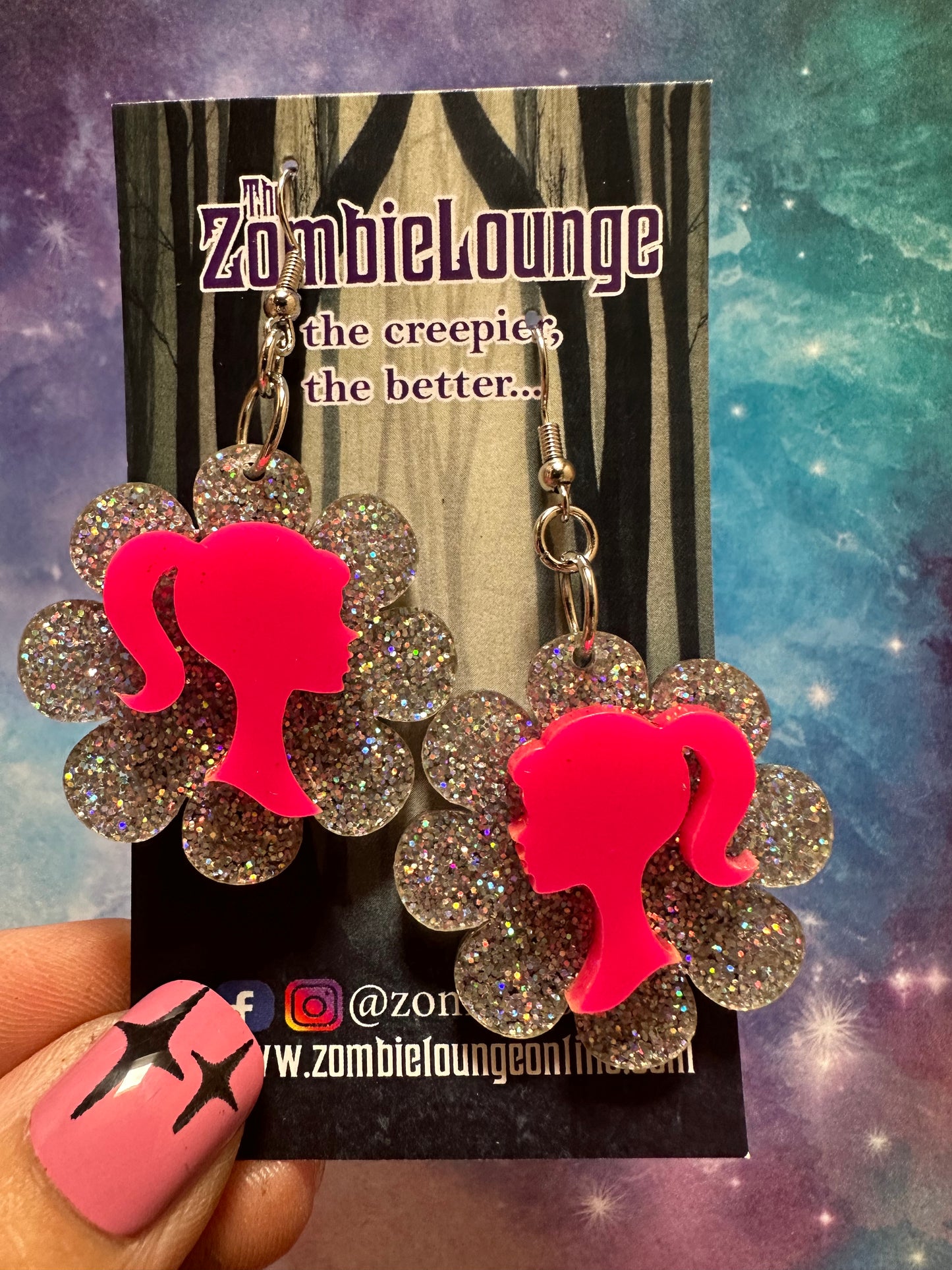 Plastic Doll Flower Earrings