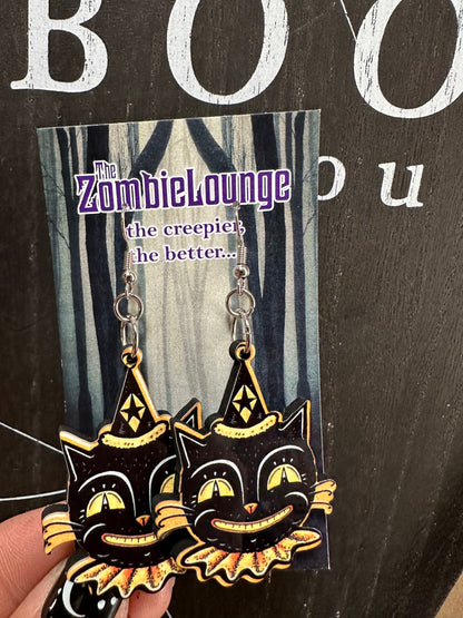 Johanna Parker Black Cat Hat Earrings