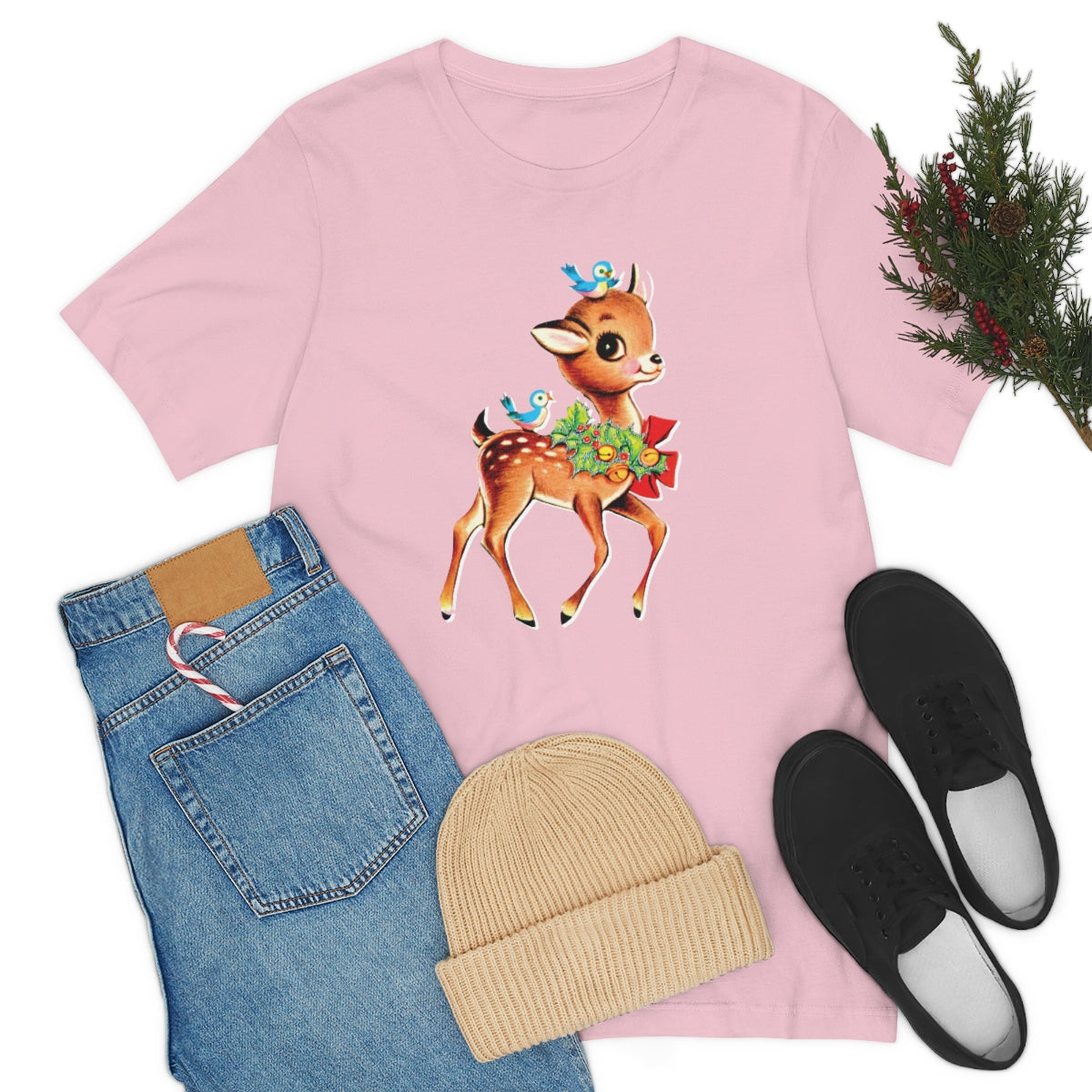 Christmas Deer Unisex Jersey Short Sleeve Tee