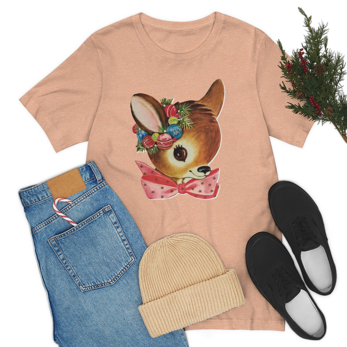 Christmas Deer Unisex Jersey Short Sleeve Tee